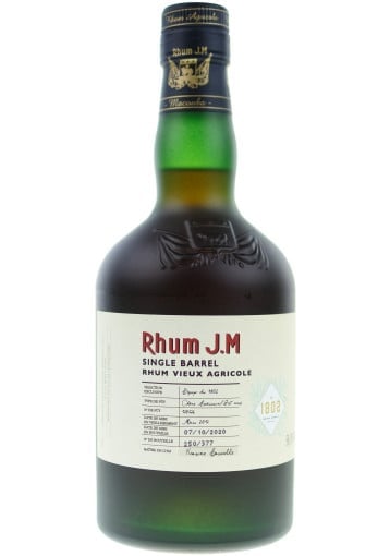Rhum JM X Bar 1802 - Millésime 2017 3 ans Brut de fût Single Cask